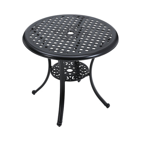 Livingandhome Cast Aluminum Patio Dining Table with Umbrella Hole, AI1280