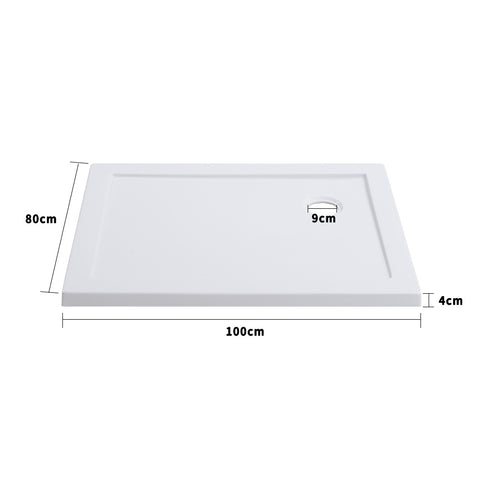 Livingandhome 1000x800mm Rectangular Shower Tray White, DM0410DM0423