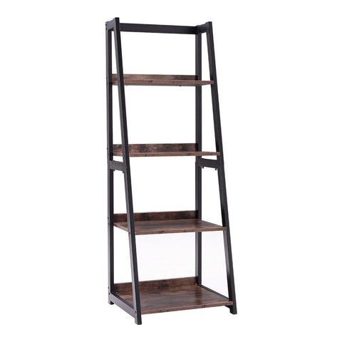 H&O Direct 5-Tier Industrial Wooden Open Shelf Ladder Bookcase, DM0532