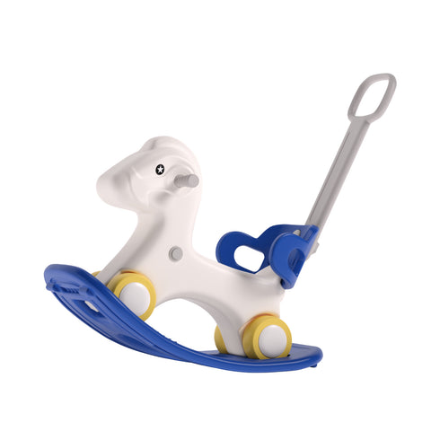 Livingandhome Kids 2-in-1 Plastic Ride-On Rocking Horse, FI0624