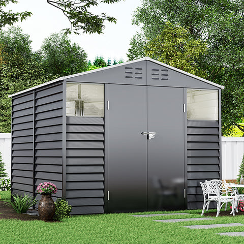 Charcoal Steel Tool Shed with Front Windows and Ventilation, PM1265PM1266PM1267