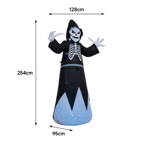 Livingandhome Blow Up Outdoor Halloween Grim Reaper Inflatable with Blue Lights, SC1484