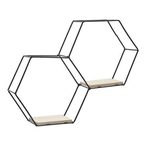 Livingandhome Modern Hexagon Wall Shelf with Iron Frame, SW0543