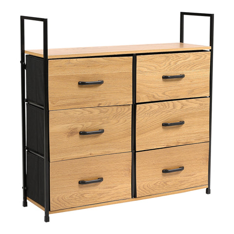 H&O Direct Freestanding 6-Drawer Wood and Fabric Storage Cabinet, XY0219