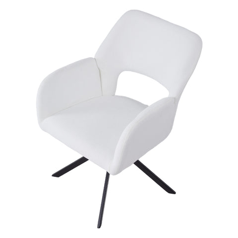 White Upholstered Leisure Swivel Chair with Metal Legs, ZH1591 (Ver.2)