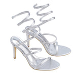 Pair of Spiral Ankle Wrap Strap High Heels Sandals, JW0177 (Ver.2)