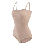 M-size Nude Nylon Bandeau Tummy Control Shapewear Bodysuit for Female, WO0222 (Ver.2)