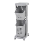 Livingandhome 3-Tier Storage Rack Laundry Basket with Wheels, WM0227