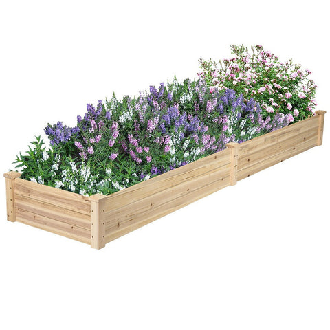 Solid Wood Raised Garden Bed with 2 Compartments, PM0361