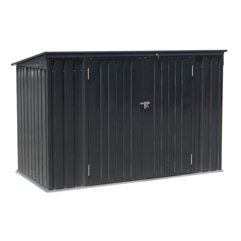 Livingandhome Outdoor Metal Garbage Storage Shed with Hinged Lid, PM1369PM1370