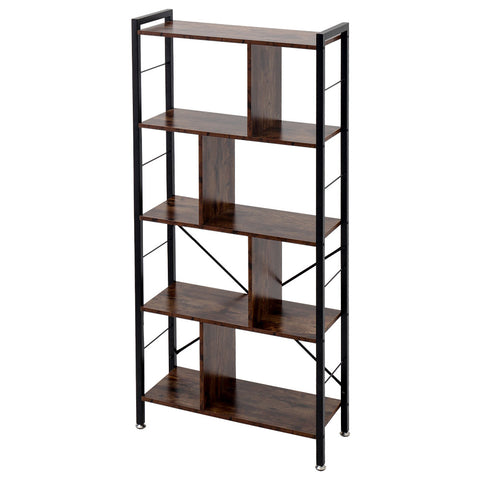 H&O Direct Industrial Style 5 Tier Bookcase Metal Frame, DM0533