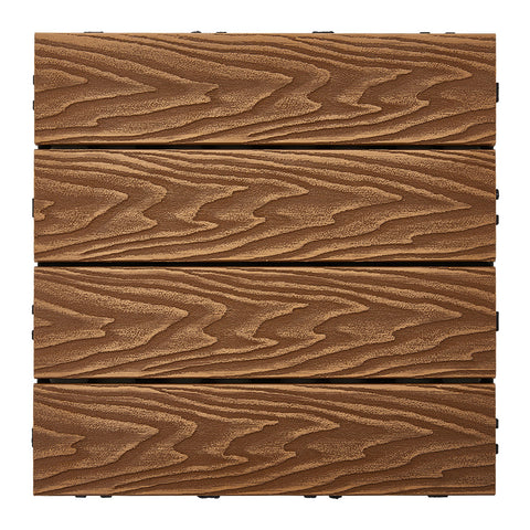 11Pcs Wood Grain Interlocking Deck Tiles Set, LG1483 (Ver.2)