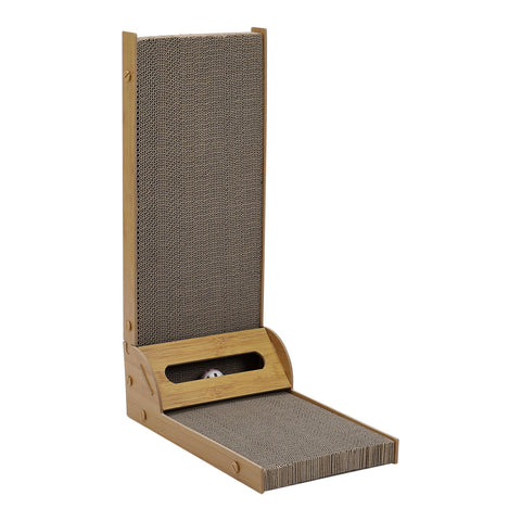 Corrugated L-shaped Cat Scratcher with Toys, CT0687