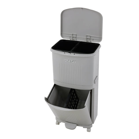 36L 2-Tier Dry Wet Separation Trash Bin with Inner Buckets and a Divider, WM0676