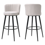 Livingandhome 2 Pcs Premium Linen Upholstered Bar Stool, FA0306