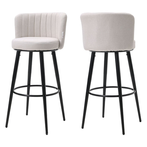 Livingandhome 2 Pcs Premium Linen Upholstered Bar Stool, FA0306