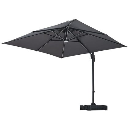 Outdoor Large 3M LED Cantilever Parasol with HDPE Square Base, LG1016LG0533