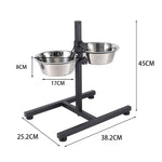 Height Adjustable Stainless Steel Double-bowl Pet Feeder, CT0697 (Ver.2)