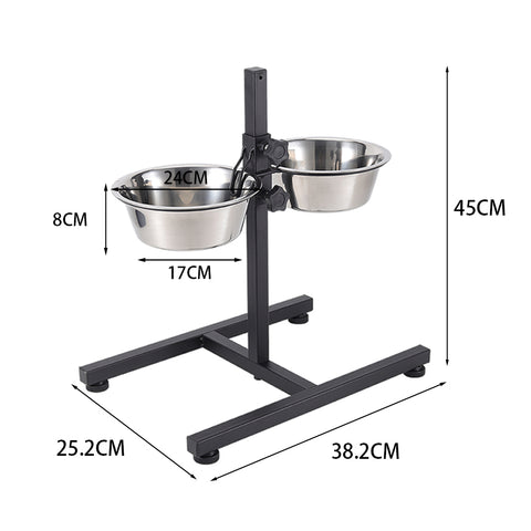 Height Adjustable Stainless Steel Double-bowl Pet Feeder, CT0697 (Ver.2)