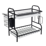 Livingandhome Black Steel Dish Drying Rack 2-Tier, KT0002