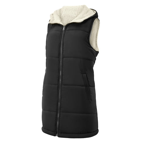 Reversible Mid-length Hooded Sleeveless Cotton Padded Vest for Casual Winter Style, WO0390 (Ver.2)