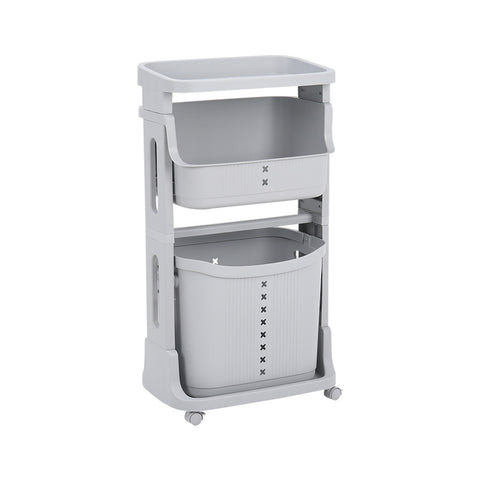 Livingandhome 3-Tier Storage Rack Laundry Basket with Wheels, WM0224