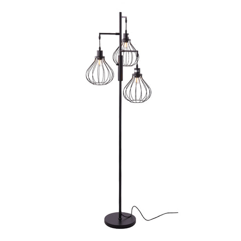 Black Modern Industrial Style 3-head Floor Lamp with Irregular Shade, FI1095 (Ver.2)