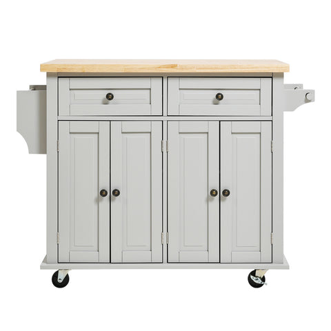 Livingandhome Modern Rolling Wooden Kitchen Island Cart with Storage Cabinet, XY0161