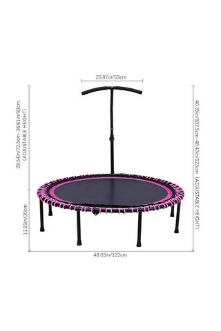 48in Bungee Cords Foldable Round Trampoline with Adjustable T-Handle Bar, DM0905