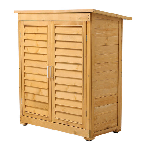 Livingandhome Outdoor Solid Wood Storage Cabinet Garden Tool Shed, PM0955