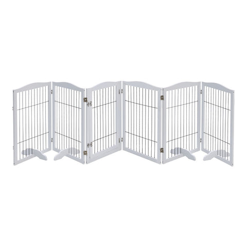 Livingandhome Freestanding Wooden Pet Playpen 6-Panel White, FI0565