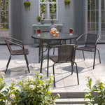 Tempered Glass Outdoor Coffee Table and Rattan Chairs Set, LG0536LG0792