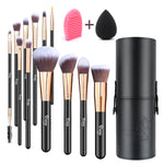 Livinganehome 12 Pcs Travel Makeup Brush Set with Makeup Sponge and Brush Cleaner, BU0342