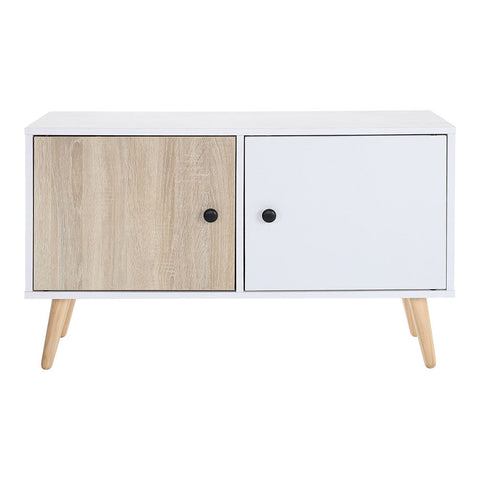 2 Doors TV Stand Two-Tone Design With Raised Wooden Legs, MC0273