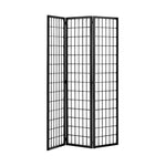 Livingandhome 3-Panel Solid Wood Folding Room Divider Screen Black, XY0186