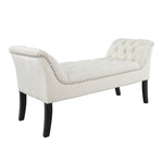 Livingandhome Contemporary Velvet Buttoned Bench with Black Wood Legs, XY0628