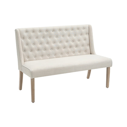 Livingandhome Beige Upholstered Tufted Dining Bench, FA0018