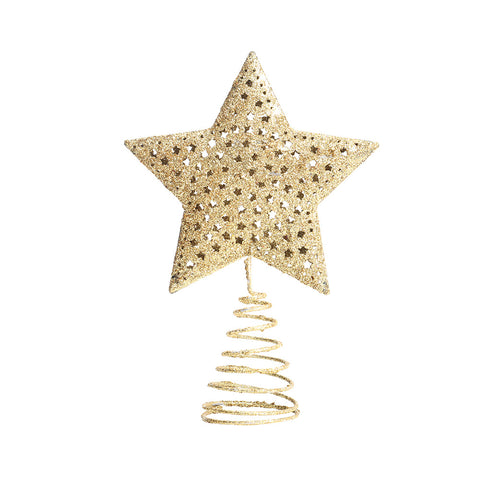 Livingandhome Christmas Tree Star Topper Golden Glitter Ornaments Home Party Decor, SC0109