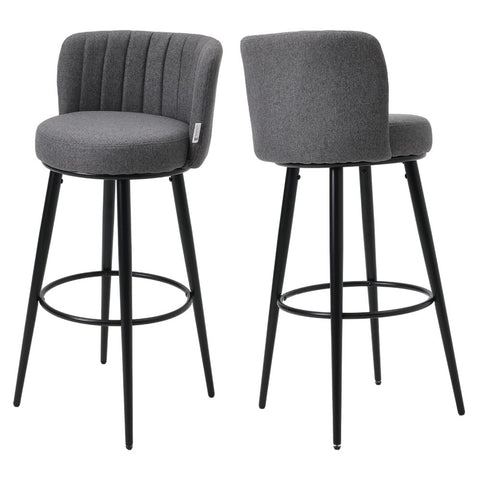 Livingandhome 2 Pcs Premium Linen Upholstered Bar Stool, ZH1516