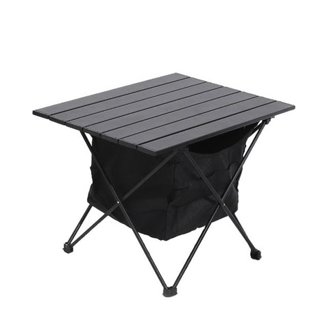 Livingandhome Aluminum Portable Roll-Top Camp Table with Storage Basket, CT0831