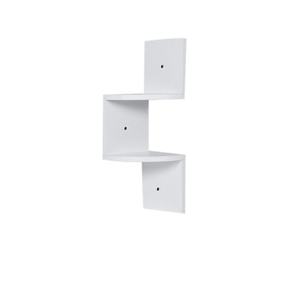 Livingandhome Wooden Zigzag Floating Corner Shelves 2-Tier White, SP1484