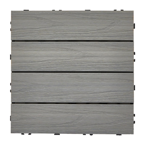 11Pcs Wood Grain Interlocking Deck Tiles Set, LG1480 (Ver.2)