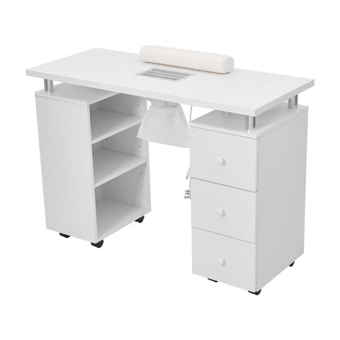 White Manicure Table with Dust Collector and Wrist Cushion,  DM0881DM0882