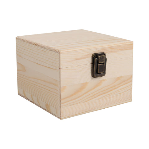 Wooden Storage Box with Hinged Lid and Lock Clasp, CT0232