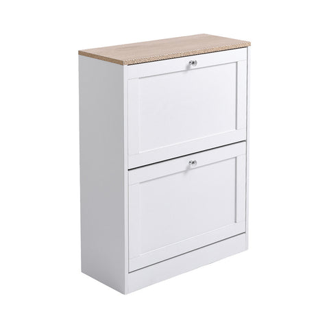 Livingandhome Wooden 2 Drawer Flip Down Shoe Cabinet, JM2278