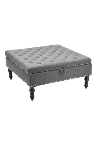 Livingandhome Square Tufted Linen Storage Ottoman, FA0003