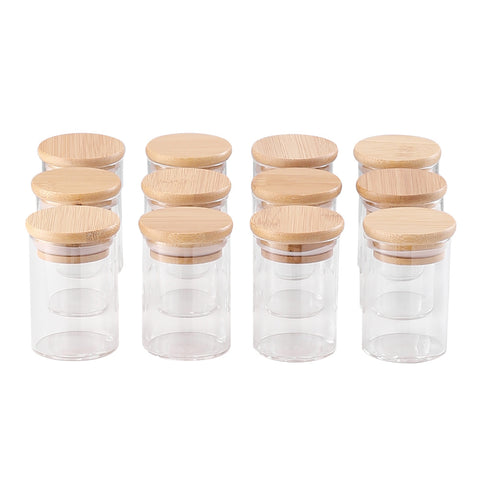 12Pcs Glass Spice Jar Set with Bamboo Lids, KT0074