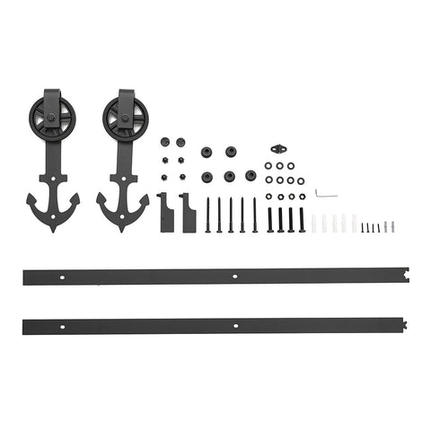 Livingandhome Rustic Anchor Shaped Barn Door Hardware Kit 6.6ft, LG1068