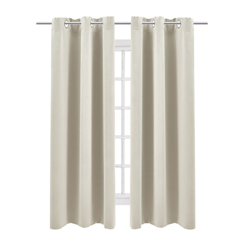 Solid Colour Grommet Top Polyester 100% Blackout Curtains Pair, LY0204 (Ver.2)