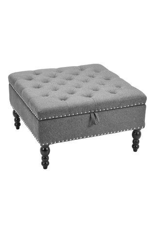 Livingandhome Square Tufted Linen Storage Ottoman, FA0002